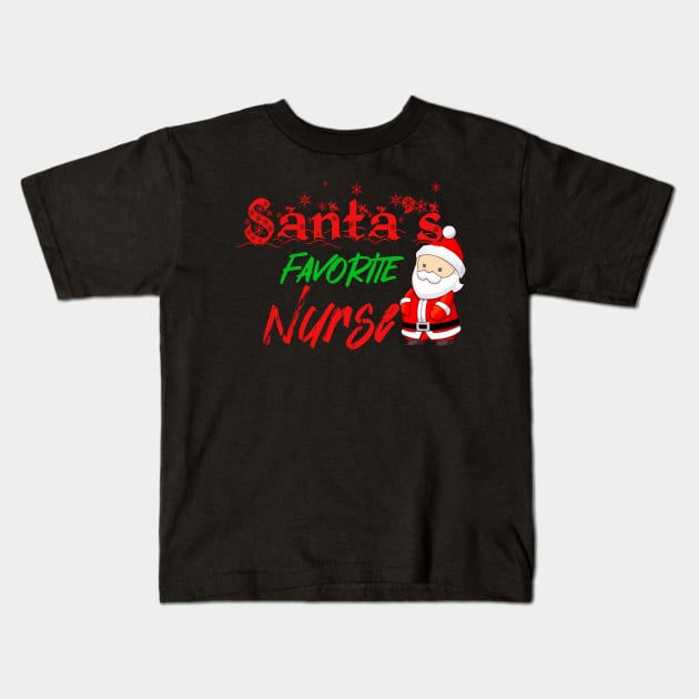 Santa's Favorite Nurse Christmas Kids T-Shirt by Bunnyhopp